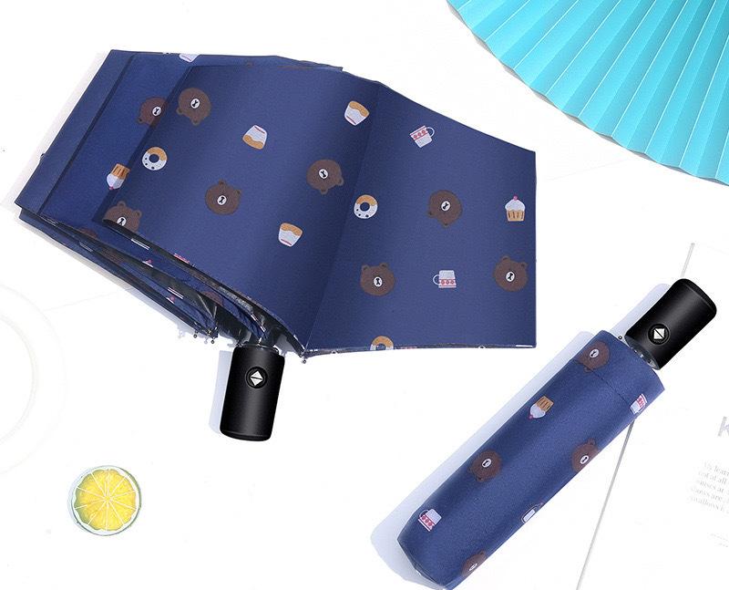 Auto Open/Close 8-Rib Sun & Rain Umbrella - 98cm UV Protection Canopy(navy blue)