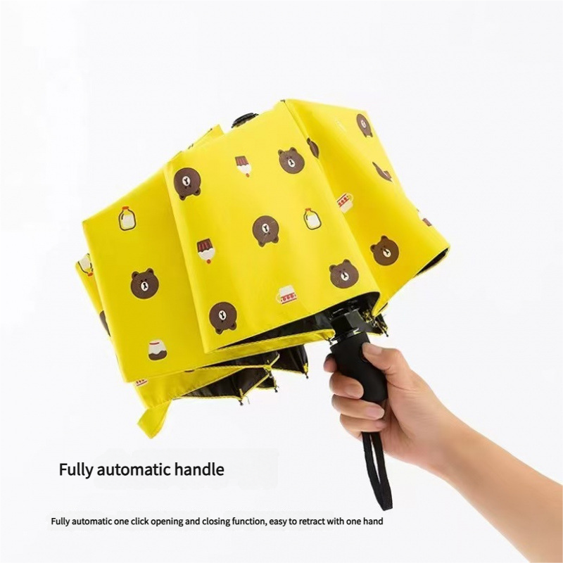 Auto Open/Close 8-Rib Sun & Rain Umbrella - 98cm UV Protection Canopy(navy blue)