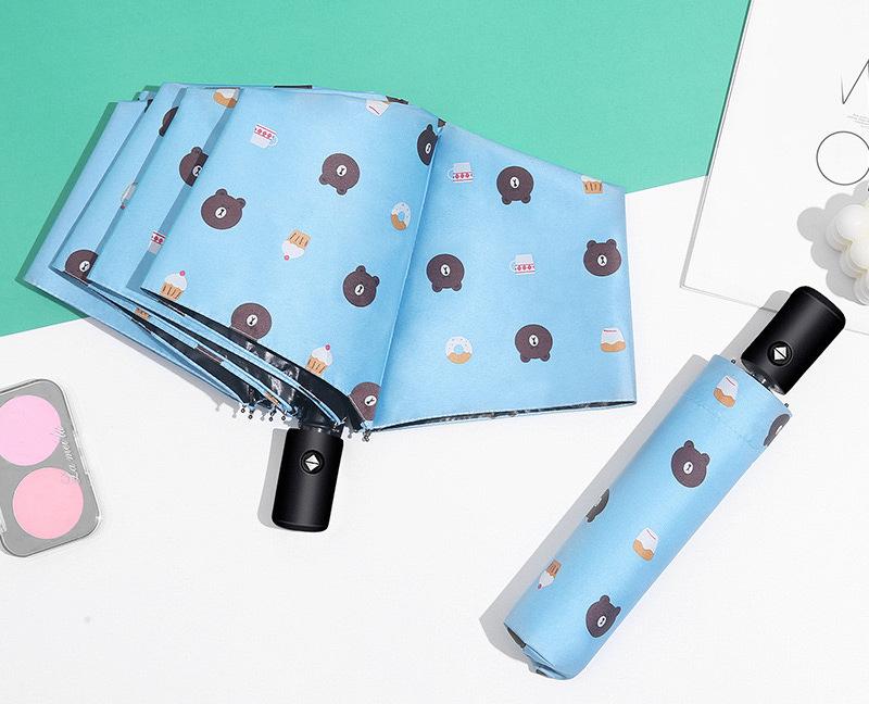 Auto Open/Close 8-Rib Sun & Rain Umbrella - 98cm UV Protection Canopy(sky blue)