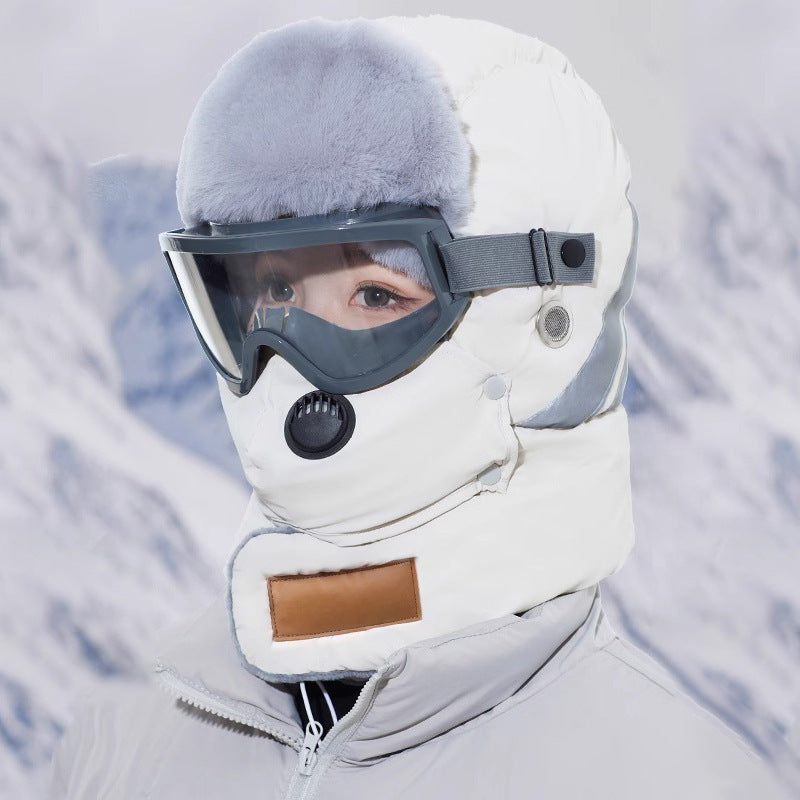 Anti-Fog Thermal Cycling hat - Reflective Safety & Voice Amplification(Beige)