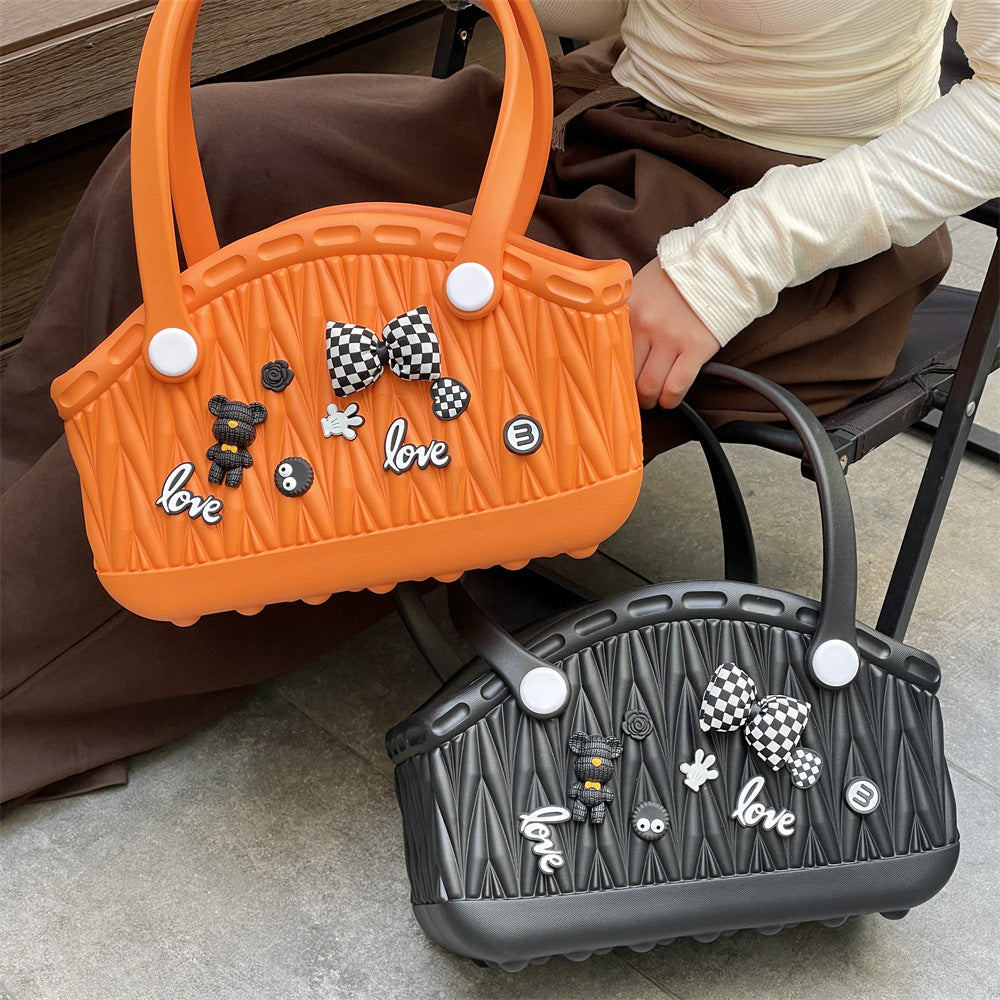 Stylish Handbag - Spacious with Decorative Elements(Beige)