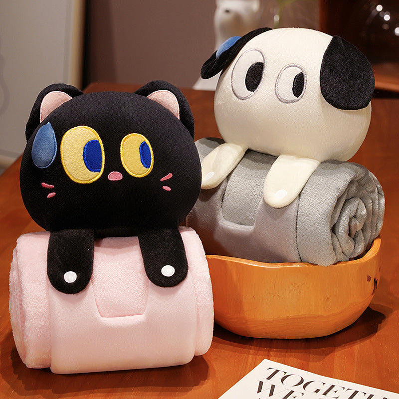 Plush 2-in-1 Pillow Blanket - Adorable Design for Cozy Comfort(Pink Rabbit)