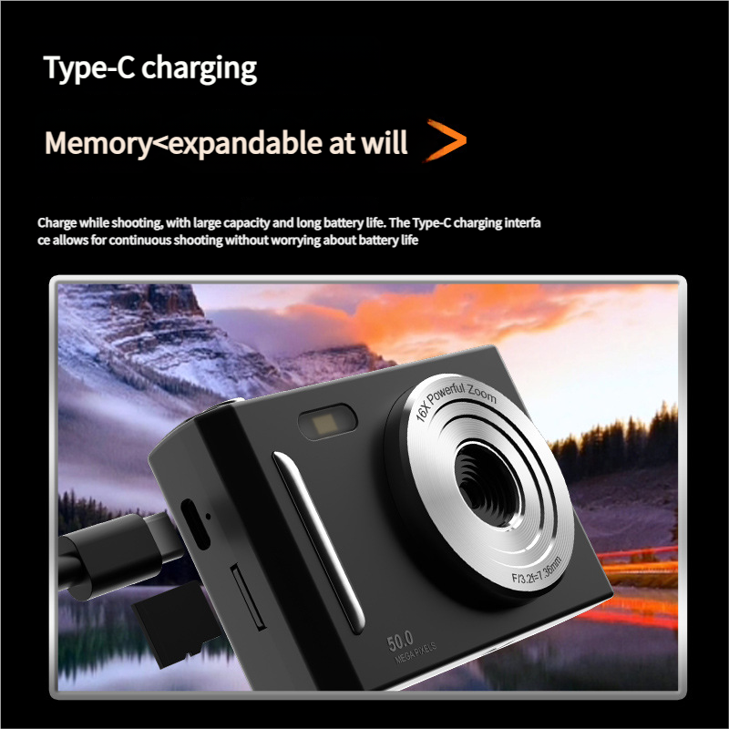 50MP HD Digital Camera with 8X Zoom & Dual Lens System(green)