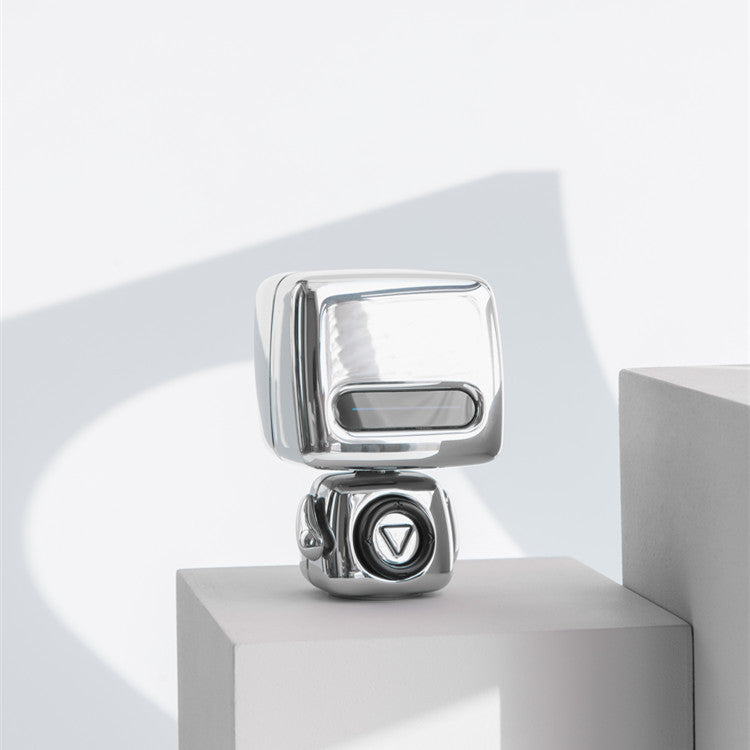 Mini Robot Style Bluetooth Speaker - Portable, 8-9 Hr Playtime, Built-in Mic & Lanyard(Silver Gray)