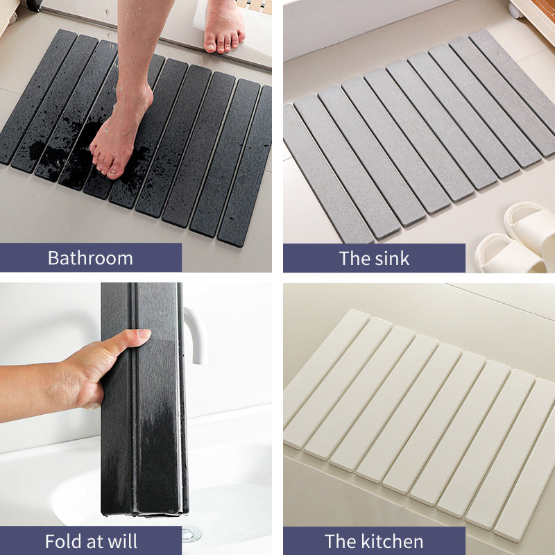 Collapsible Diatom Mud Bath Mat - Quick Dry, Non-Slip, Odor-Free Absorbent Pad(dark grey)