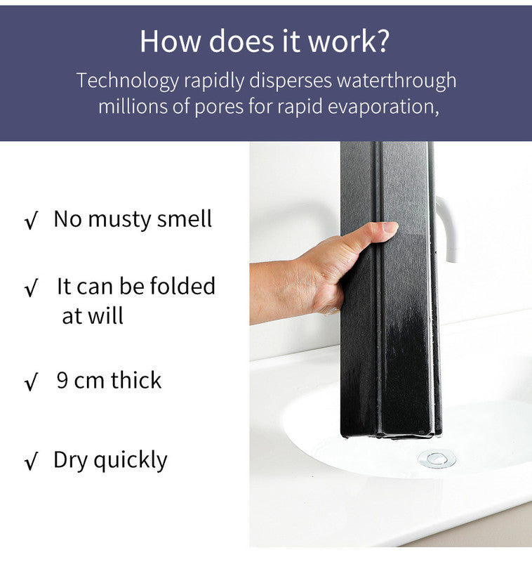 Collapsible Diatom Mud Bath Mat - Quick Dry, Non-Slip, Odor-Free Absorbent Pad(white)