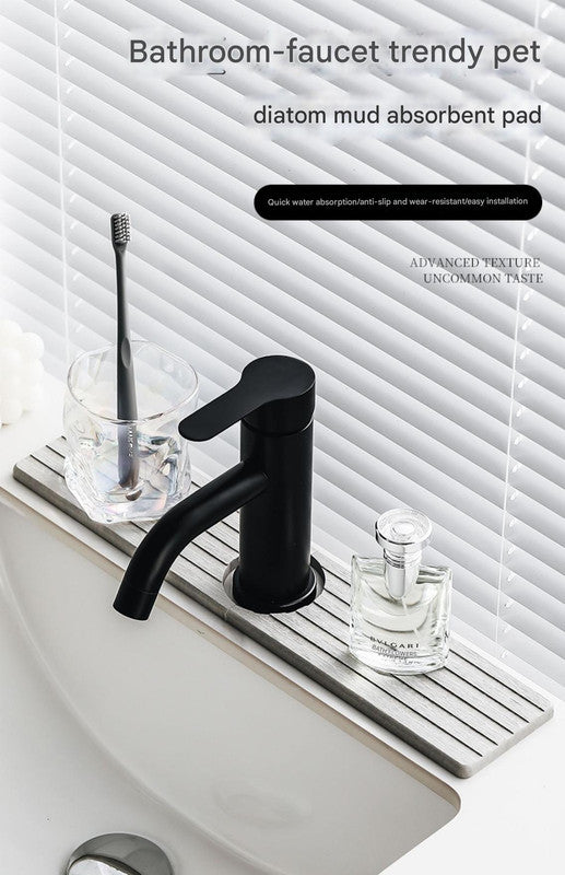 Diatom Mud Faucet Splash Guard & Absorbent Mat - Quick Dry, Non-Slip Sink Organizer(light grey)