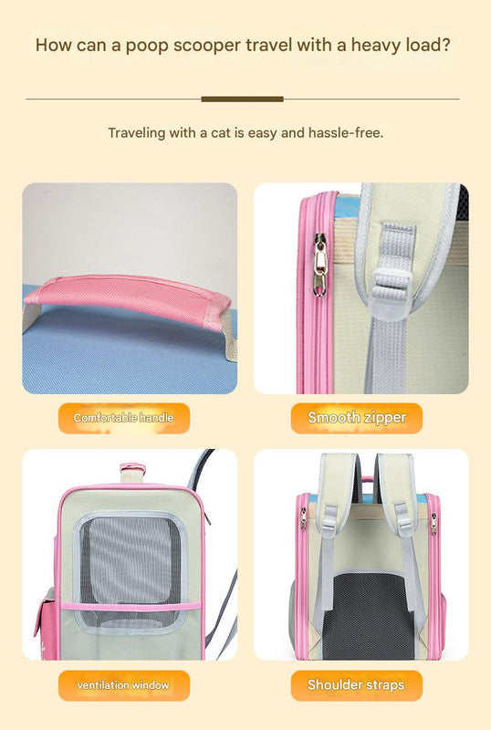 Breathable Pet Carrier Backpack - Large Capacity, Multiple Windows, Oxford Cloth(pink)