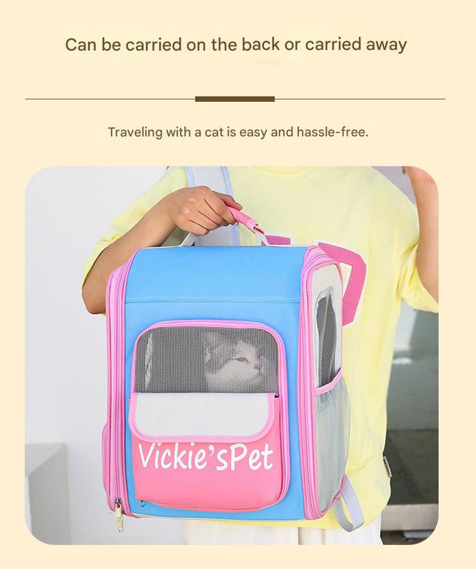 Breathable Pet Carrier Backpack - Large Capacity, Multiple Windows, Oxford Cloth(orange)