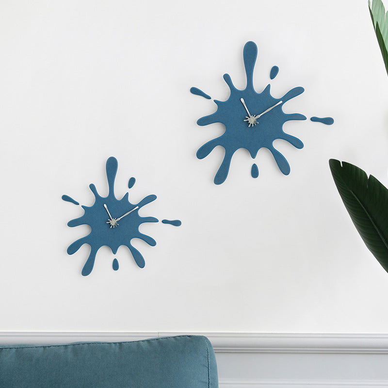 Creative Splatter Design Wall Clock - Silent Movement, Modern Decorative Timepiece(blue)