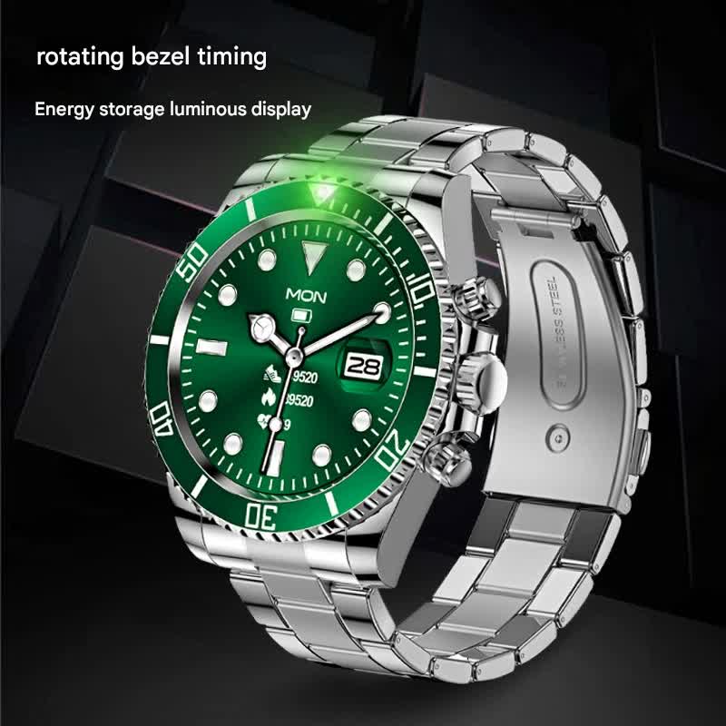 Classic Stainless Steel Smartwatch with Rotating Timer Bezel, Bluetooth Calling & Luminous Display(blue)