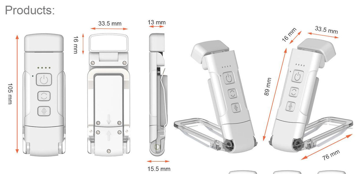 Portable Clip-On LED Reading Light - USB Rechargeable, 3 Color Modes & 5 Brightness Levels(Lake Blue)