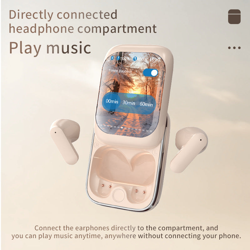 TWS Wireless Earbuds with LED Touch Screen Charging Case - Bluetooth 5.3, HIFI Sound, Standalone Music Playback & Game Mode(Beige)