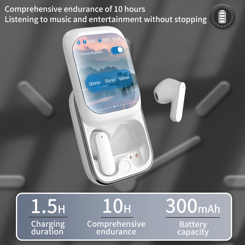 TWS Wireless Earbuds with LED Touch Screen Charging Case - Bluetooth 5.3, HIFI Sound, Standalone Music Playback & Game Mode(Beige)