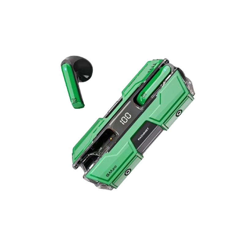 Futuristic TWS Gaming Earbuds - Bluetooth 5.3, Low Latency, HIFI Surround Sound, LED Display(green)