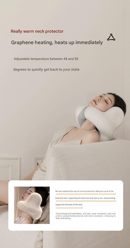 Smart Neck Pillow with Dual Noise Reduction, HIFI Bluetooth Music & Graphene Heating - Sleep Elf" Travel Pillow(Silver)"