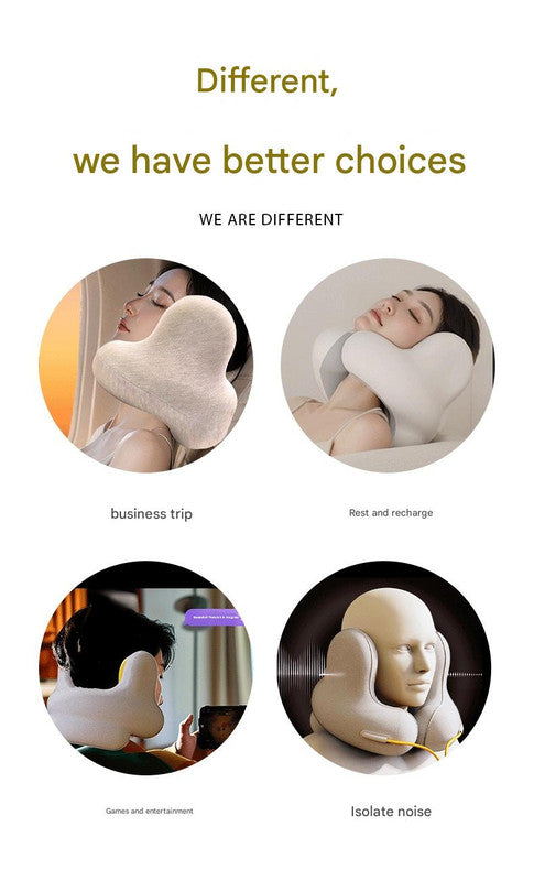 Smart Neck Pillow with Dual Noise Reduction, HIFI Bluetooth Music & Graphene Heating - Sleep Elf" Travel Pillow(Sky blue)"