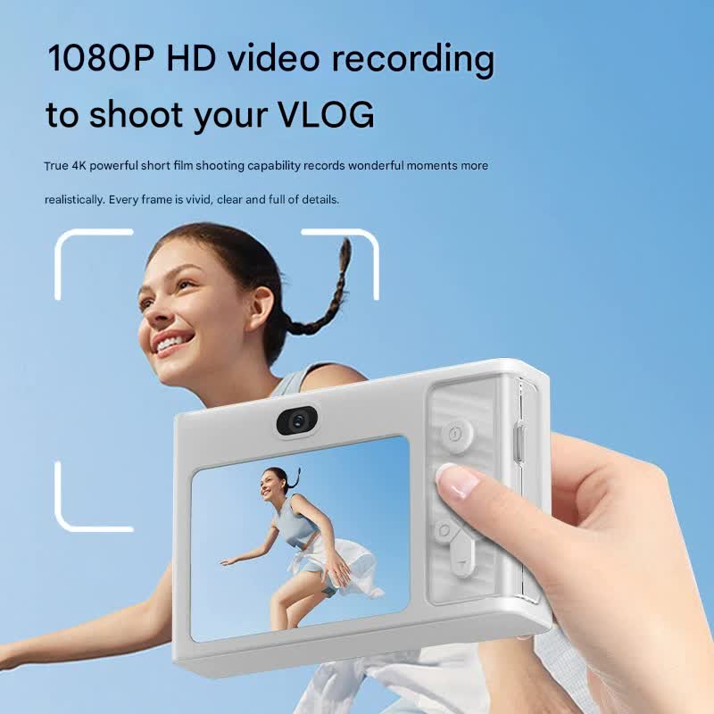 48MP Digital Camera for Kids & Beginners - 1080P Vlogging, 8x Zoom, Filters & Games(grey)