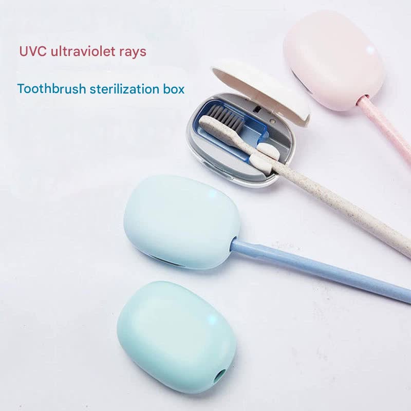 Portable UVC Toothbrush Sterilizer Case - 5-Minute Automatic Sanitizer, USB-C Rechargeable(blue)