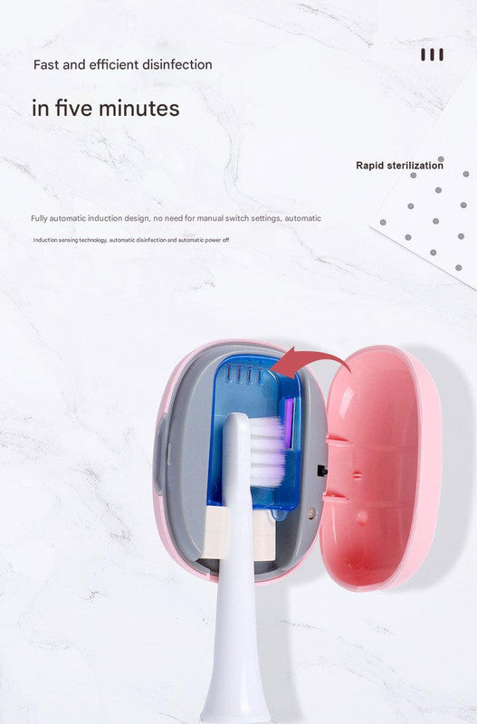 Portable UVC Toothbrush Sterilizer Case - 5-Minute Automatic Sanitizer, USB-C Rechargeable(blue)