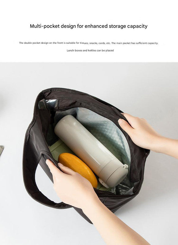 Insulated Lunch Tote Bag - Large Capacity, Multi-Pocket, Waterproof & Stain-Resistant Lining(browm)