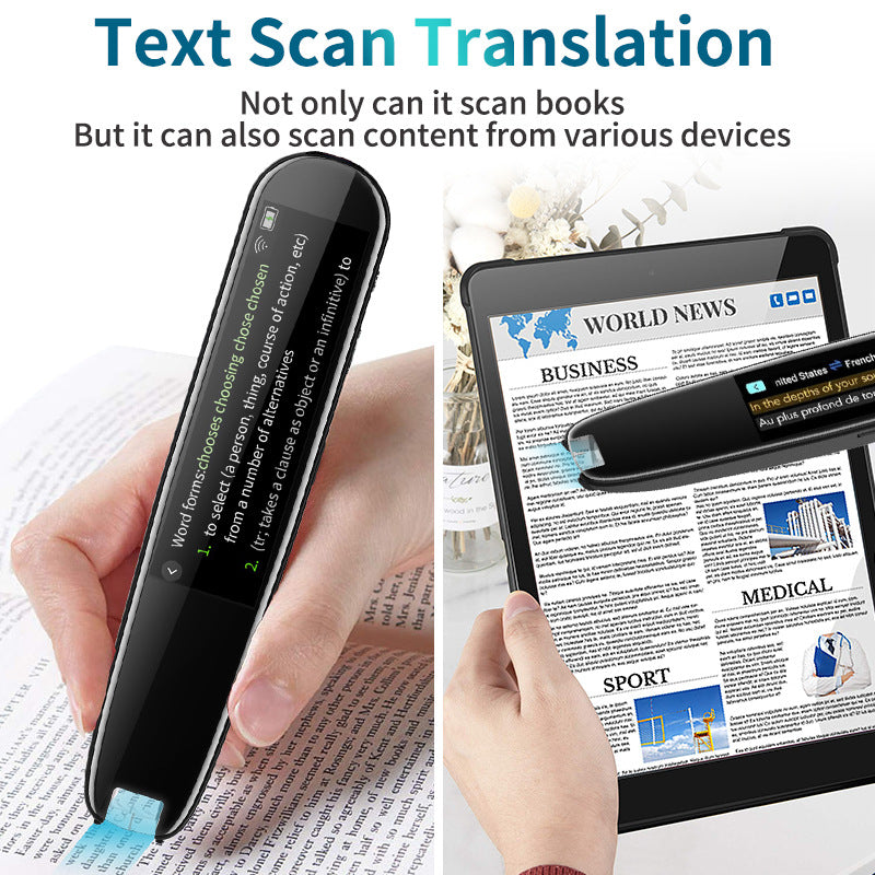 Smart AI Scan & Voice Translator Pen - 112+ Languages, Offline Mode, HD Touchscreen & Dictionary(black)