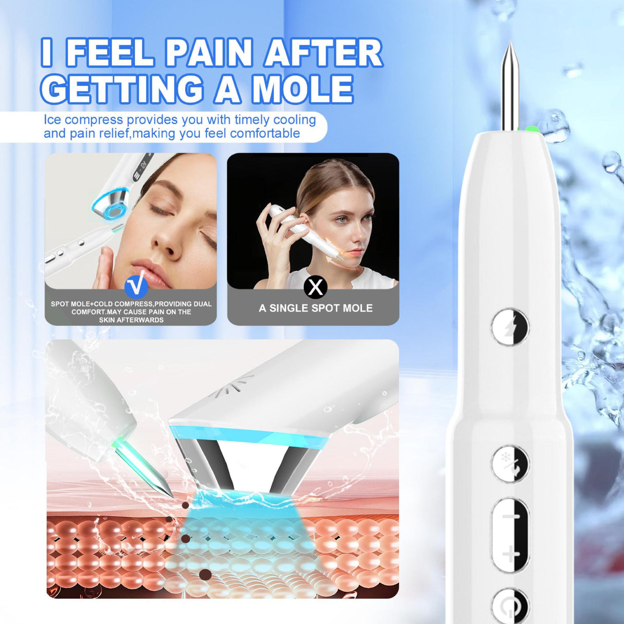 Advanced 3-in-1 Skin Care Device: 15-Level Spot Remover Pen with Hot & Cold Facial Therapy(White)