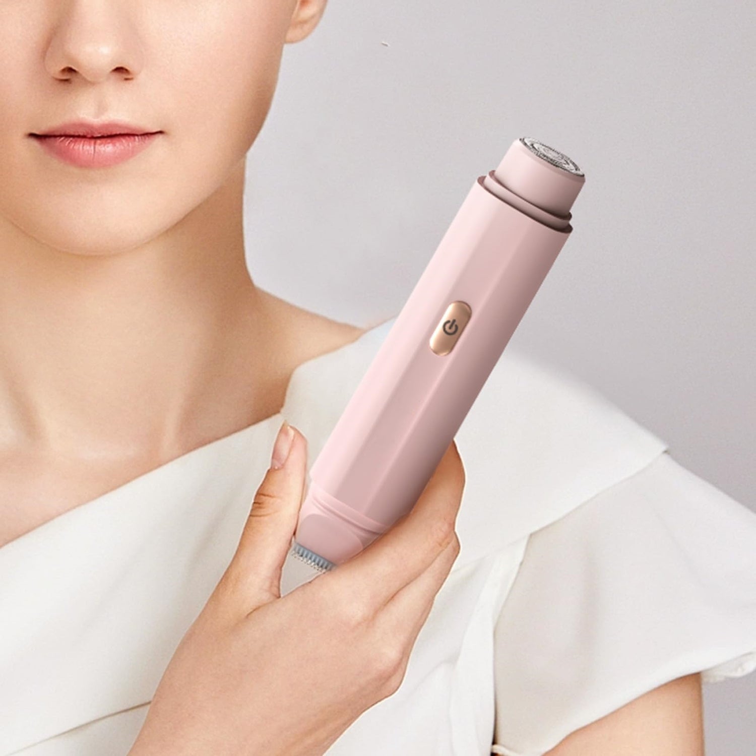 2-in-1 Women's Electric Body Shaver & Facial Trimmer - IPX7 Waterproof, Dual Head with Ceramic Blades, USB Rechargeable(White)