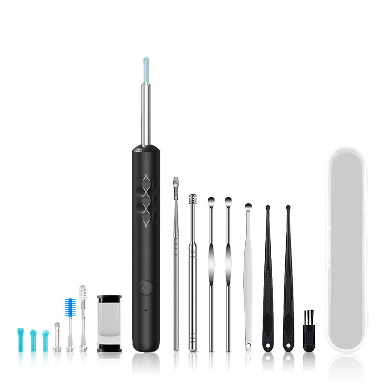 Smart Visual Ear Cleaner with HD WiFi Camera - Gentle Silicone Tips, USB-C Rechargeable Otoscope for Safe Ear Wax Removal(Black Premium Edition)