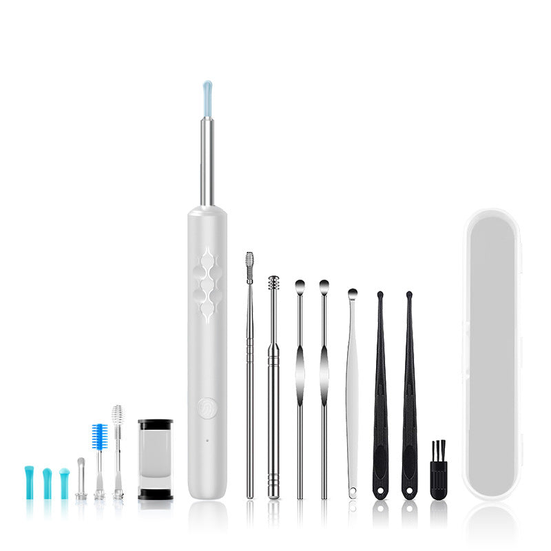 Smart Visual Ear Cleaner with HD WiFi Camera - Gentle Silicone Tips, USB-C Rechargeable Otoscope for Safe Ear Wax Removal(White Premium Edition)