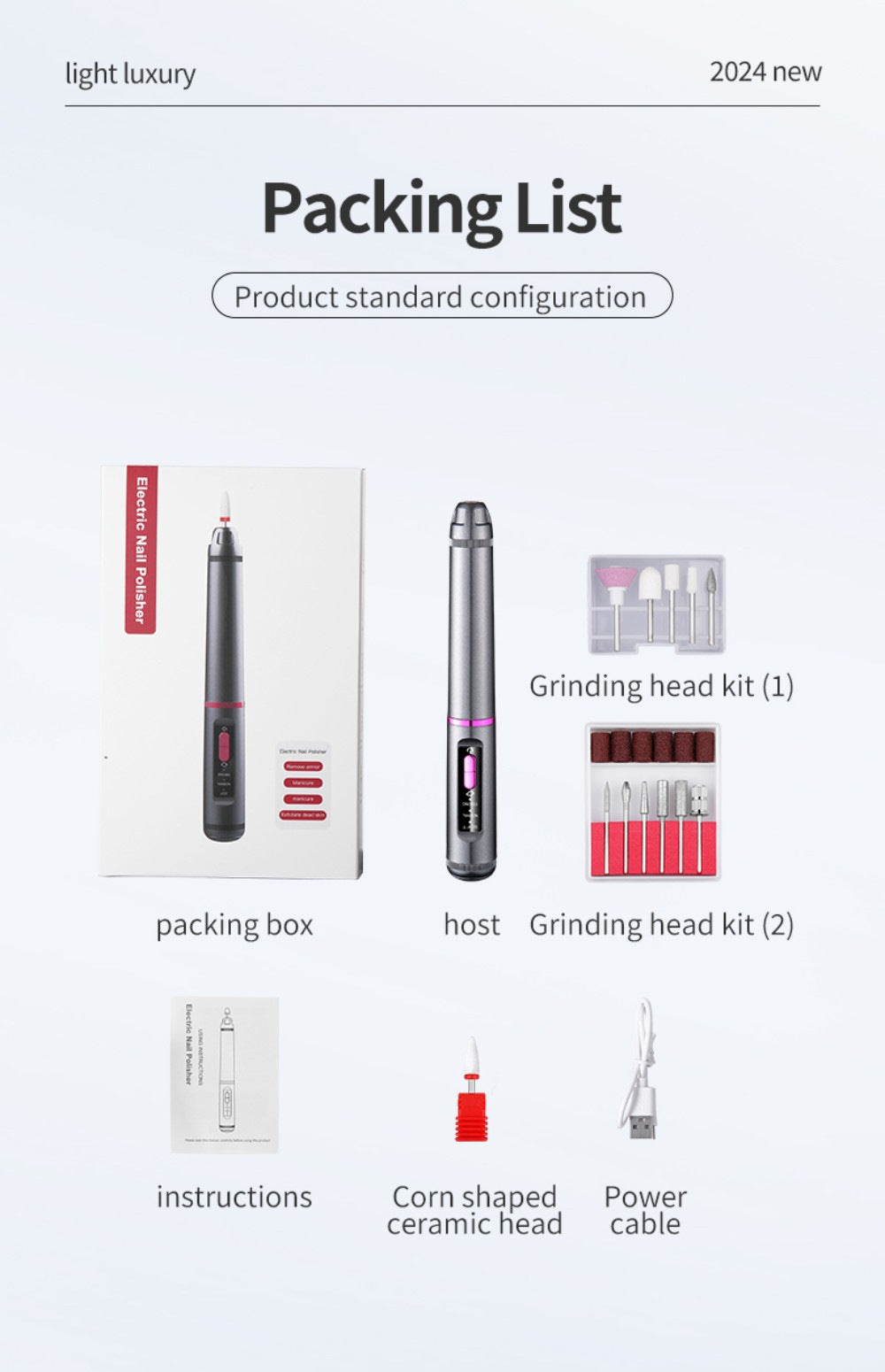Professional Electric Nail Drill Pen Kit - 3-Speed, Bidirectional, Rechargeable Manicure & Pedicure Tool(Silver Gray)