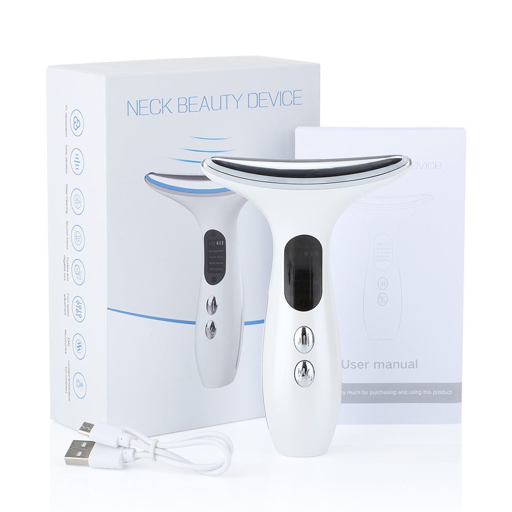 Multi-Function Neck & Face Beauty Device - 4-in-1 LED Light Therapy, EMS Lifting & Anti-Wrinkle Massager(White)