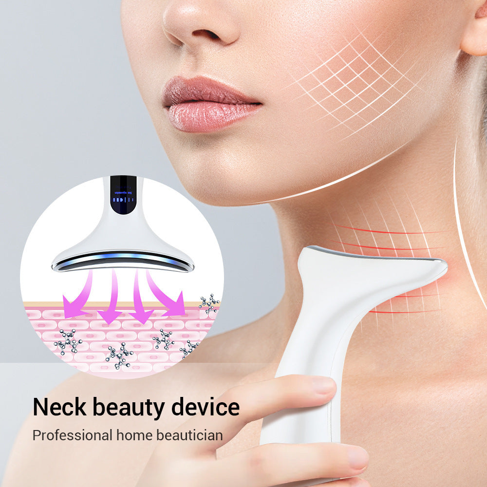 Multi-Function Neck & Face Beauty Device - 4-in-1 LED Light Therapy, EMS Lifting & Anti-Wrinkle Massager(White)