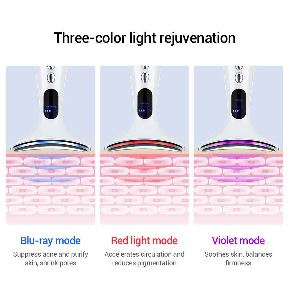 Multi-Function Neck & Face Beauty Device - 4-in-1 LED Light Therapy, EMS Lifting & Anti-Wrinkle Massager(pink)