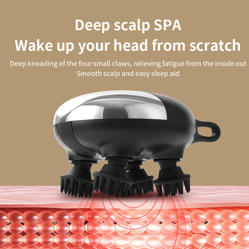 Intelligent 3D Electric Head & Scalp Massager - 7 Massage Techniques, IPX7 Waterproof, Rechargeable(black)