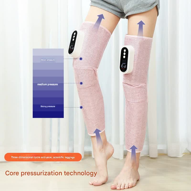 Rechargeable Air Compression Leg Massager with Heat Therapy for Knee & Calf Relief(pink-Single)