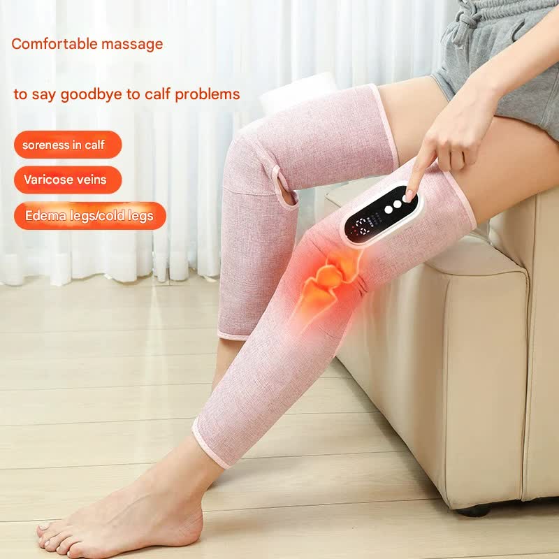 Rechargeable Air Compression Leg Massager with Heat Therapy for Knee & Calf Relief(grey-Single)