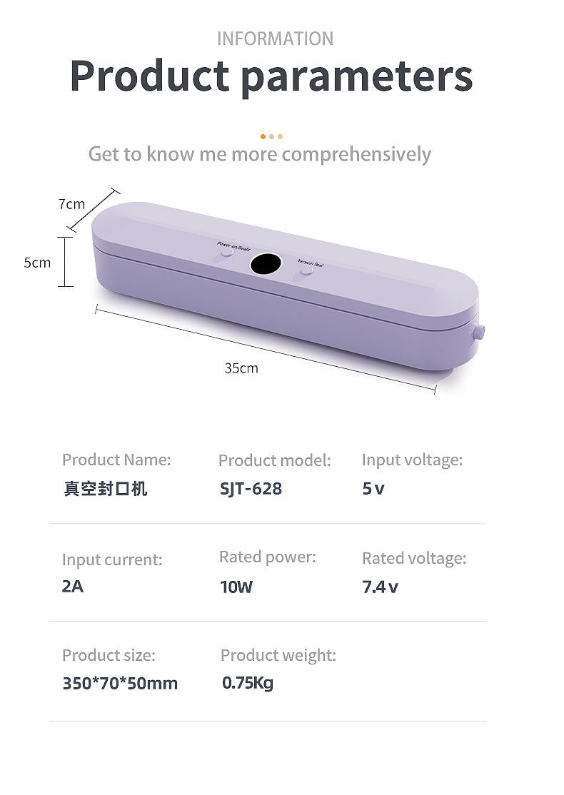 Wireless Portable Vacuum Sealing Machine - Automatic Food Sealer with LCD Display & Dual Modes(Purple)