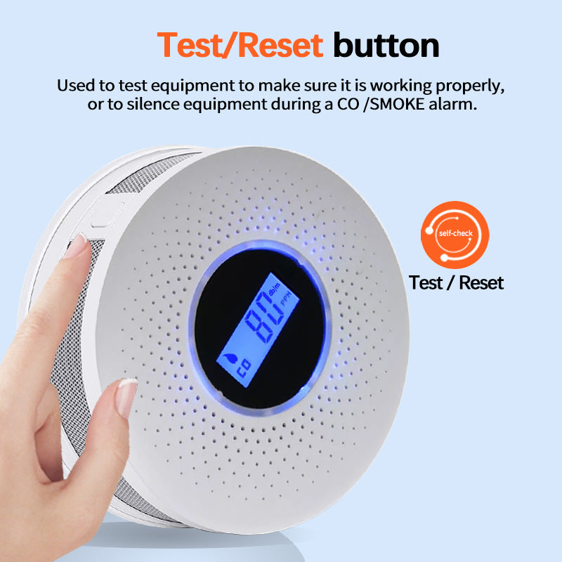 2-in-1 Smoke & Carbon Monoxide Detector with LCD Display - Real-Time Monitoring & Loud Alarm(White)