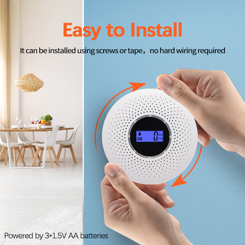 2-in-1 Smoke & Carbon Monoxide Detector with LCD Display - Real-Time Monitoring & Loud Alarm(White)