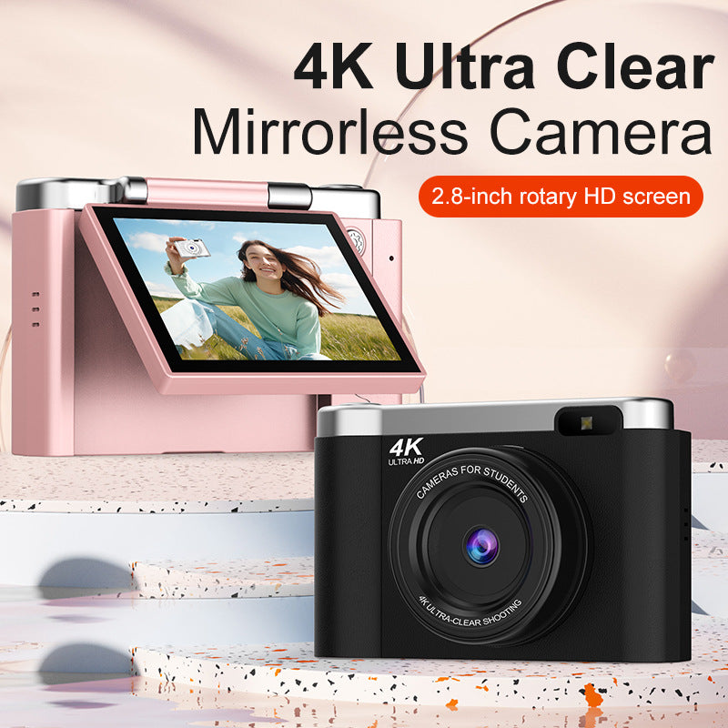 4K Ultra HD Digital Camera - 75MP, 2.8-inch Rotatable Screen, Auto Focus & Built-in Flash(pink)