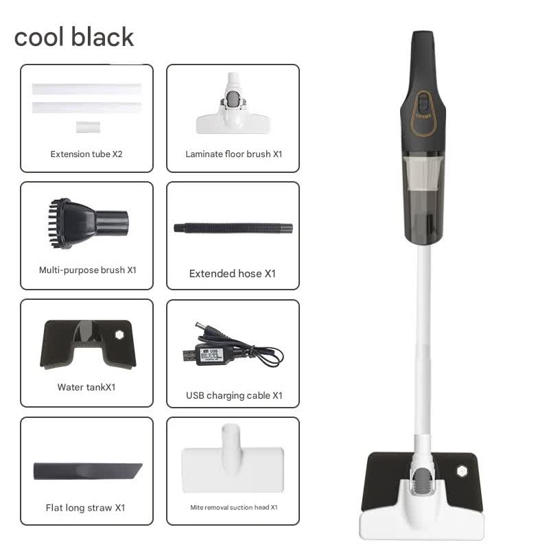Cordless 2-in-1 Handheld & Stick Vacuum Cleaner with Detachable Water Tank & Dust Mite Remover(black)