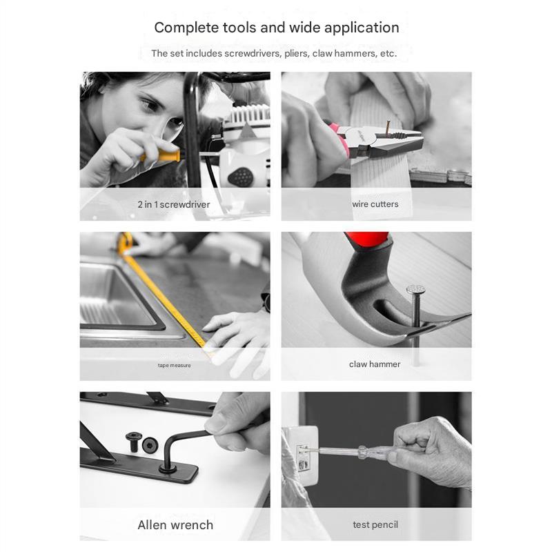 13-Piece Essential Household Tool Kit - Compact Home Repair & DIY Set with Storage Case(yellow)