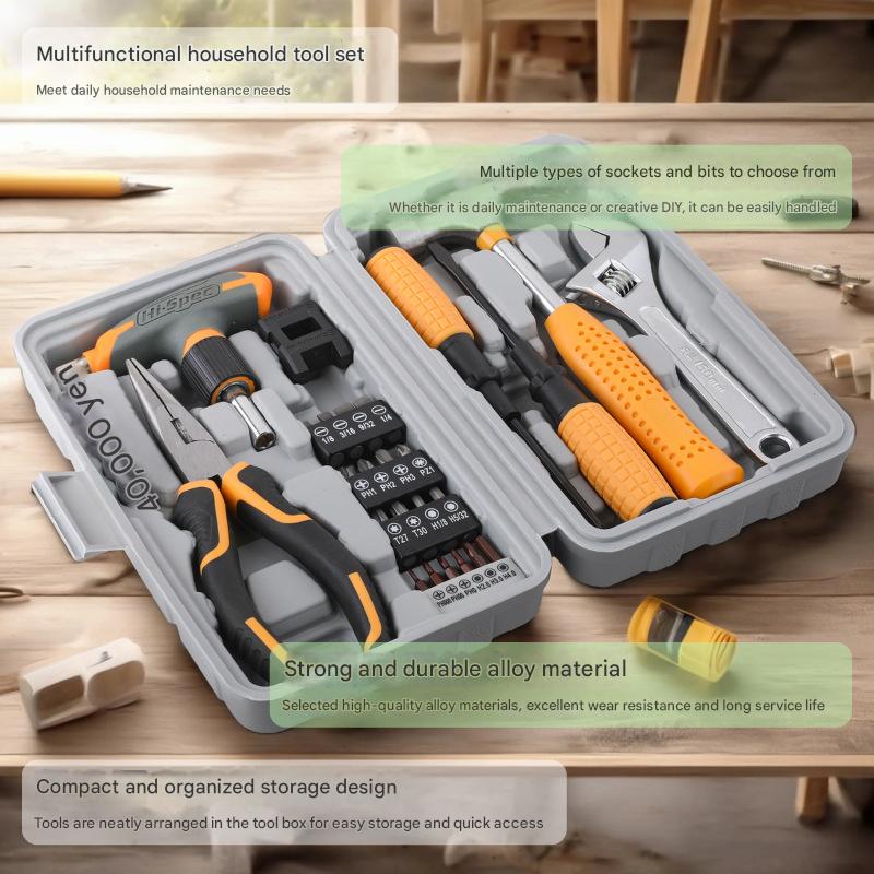 Comprehensive 30-Piece Household Tool Kit - Multi-Functional Home Repair Set with Storage Case(Grey)