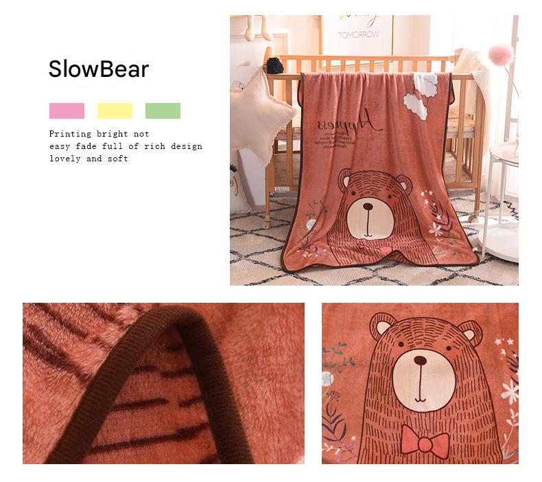 Ultra-Soft Kids Plush Fleece Blanket - Cozy Cartoon Animal Throw for All Seasons (Bear)