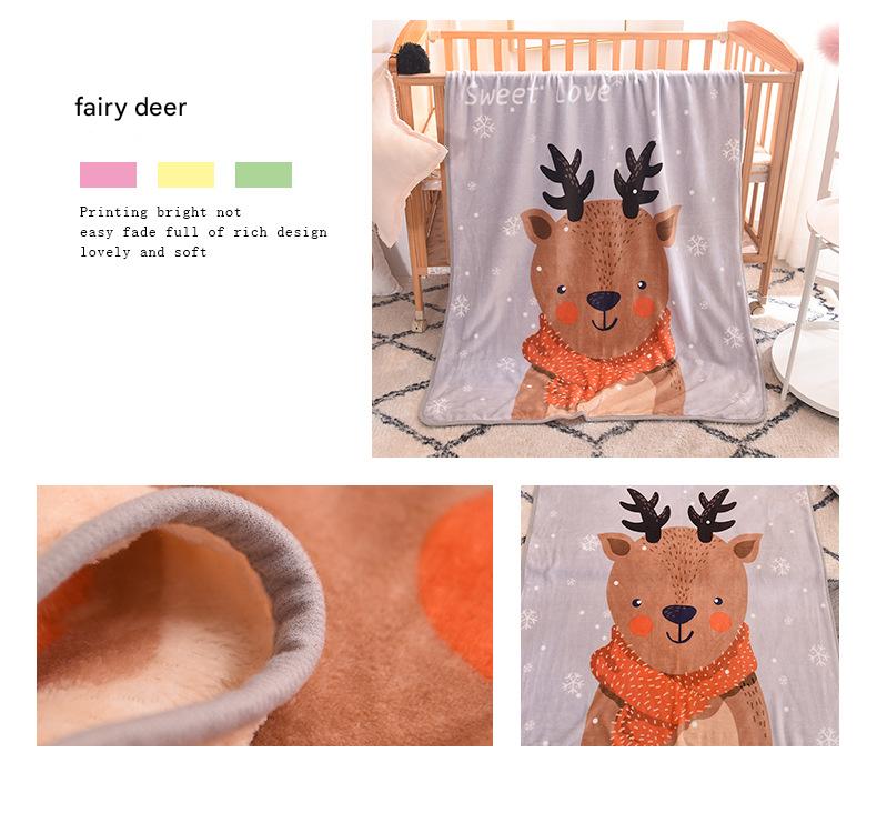 Ultra-Soft Kids Plush Fleece Blanket - Cozy Cartoon Animal Throw for All Seasons (Fawn)