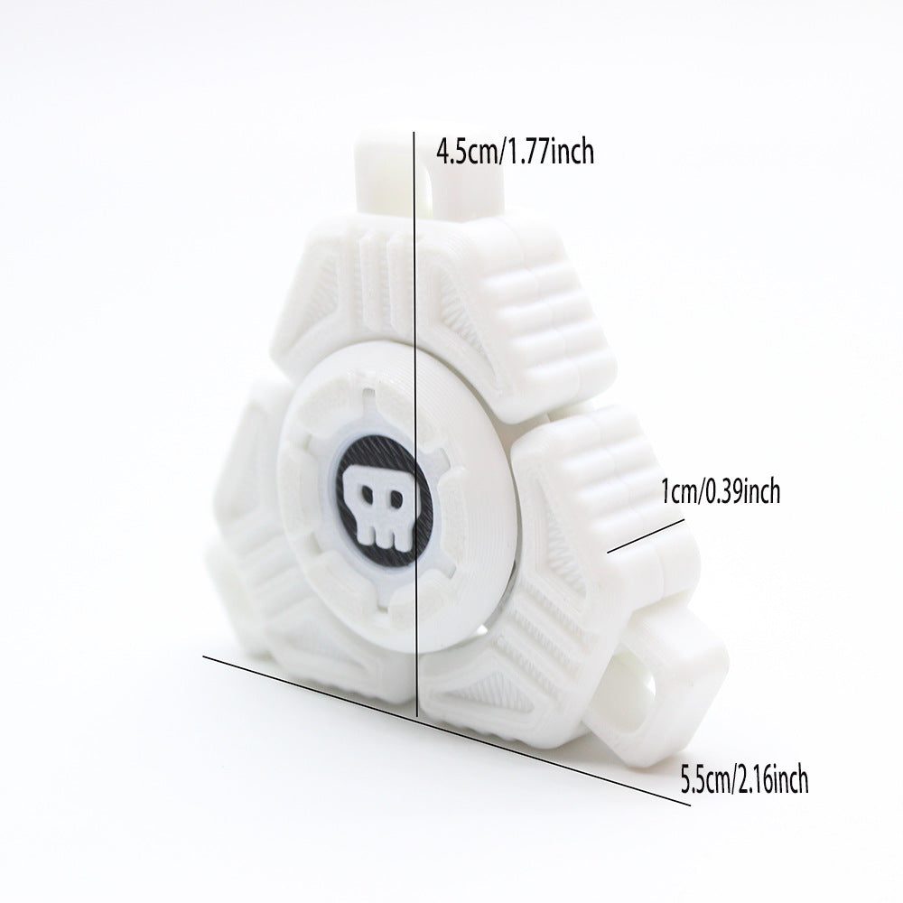 Two Sci-Fi Triangular Keychain Fidget Spinner - 3D Printed EDC Stress Relief Toy(white)