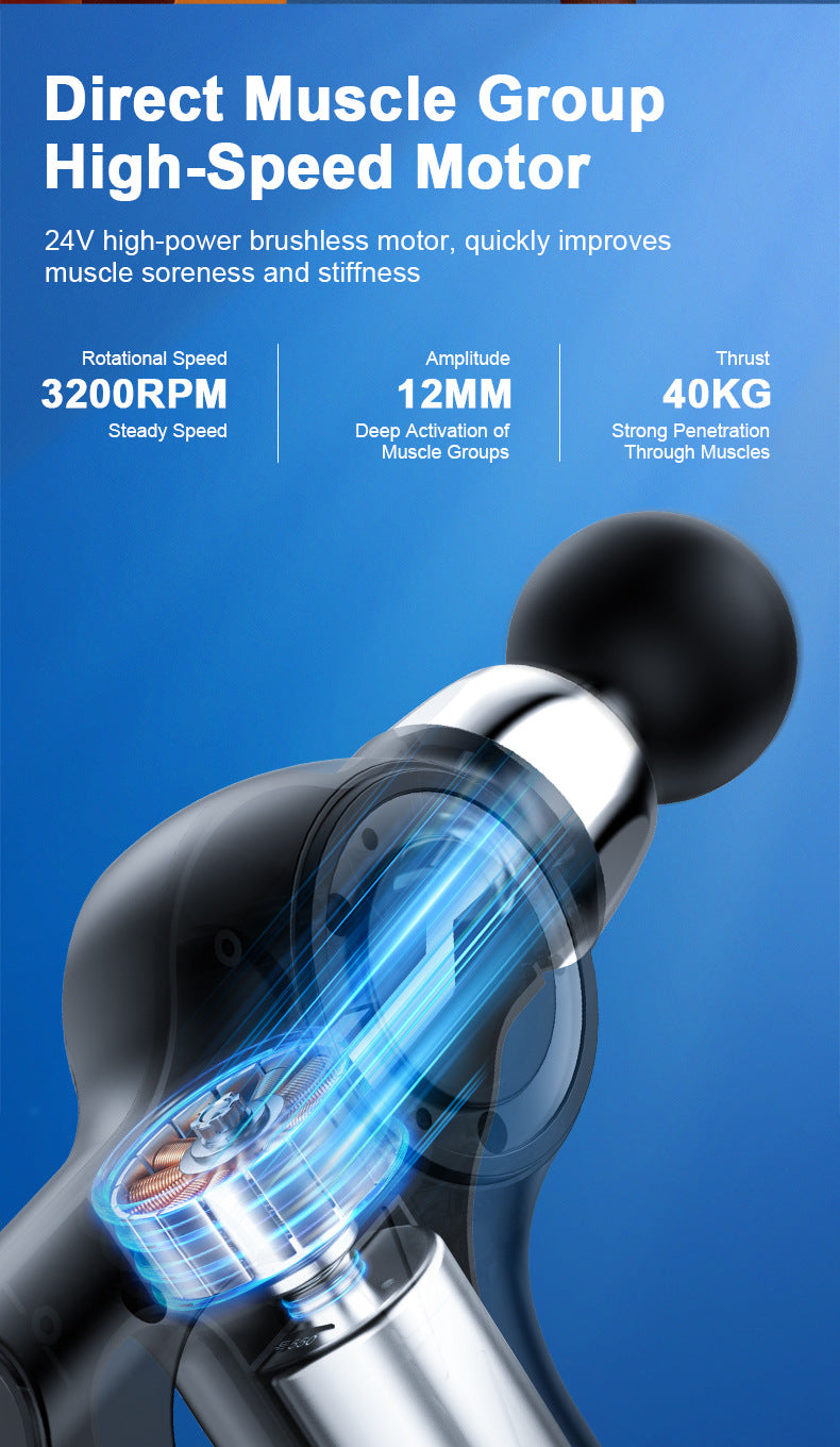 Professional Deep Tissue Percussion Massage Gun - 30 Speeds, 6 Heads & LCD Touch Screen(grey)