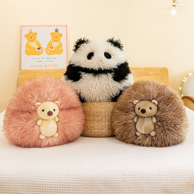 Super Soft Animal Sphere Plush Pillow - 38cm Decorative Throw Cushion for Sofa & Bed(panda)
