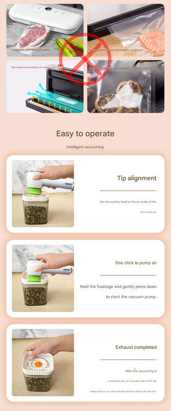 Multi-Function Handheld Vacuum Sealer & Inflator with LED Display - For Food Storage, Jars, Bags & Balls(white)